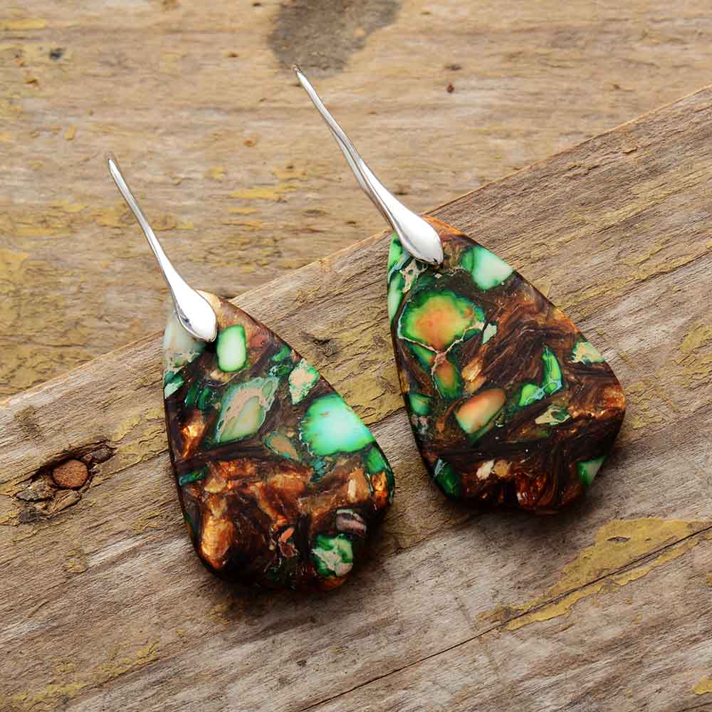 Abstract Jasper Dangle Earrings