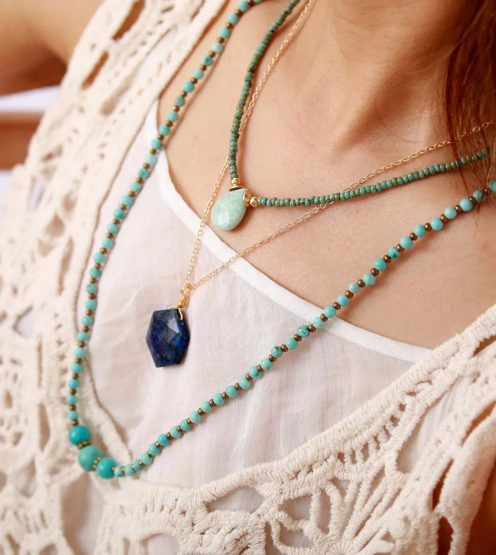Amazonite Teardrop Pendant Necklace