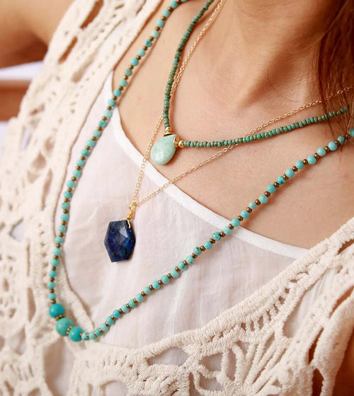 Amazonite Teardrop Pendant Necklace