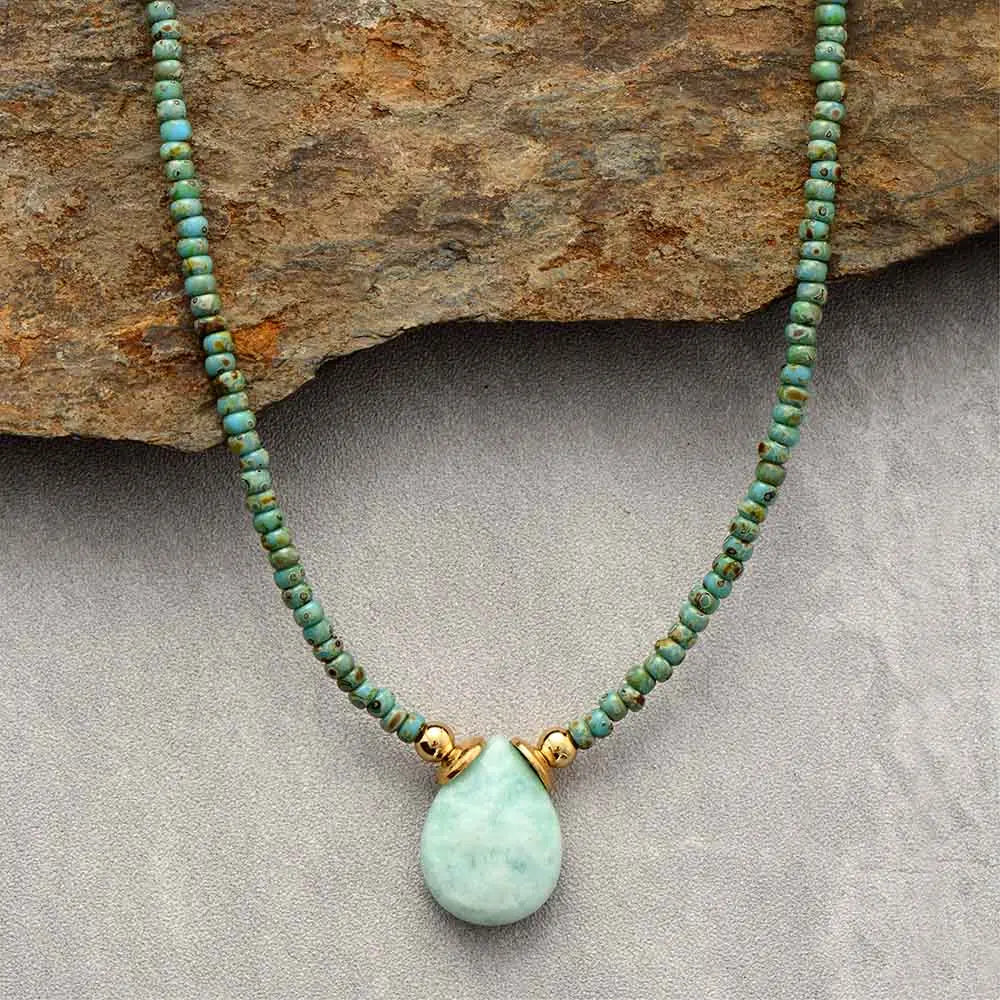 Amazonite Teardrop Pendant Necklace