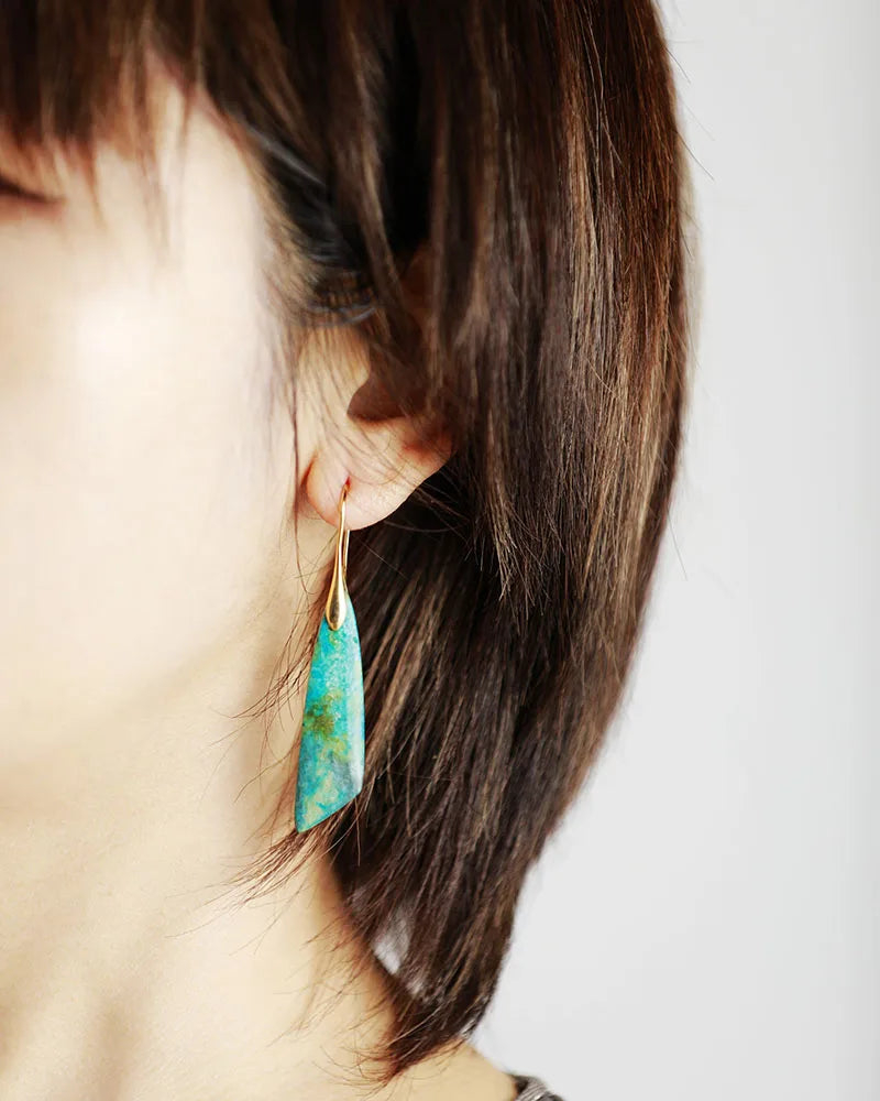 Blue Apatite Gold Drop Earrings
