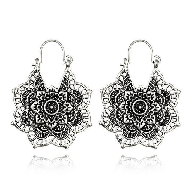 Boho Mandala Hoop Earrings