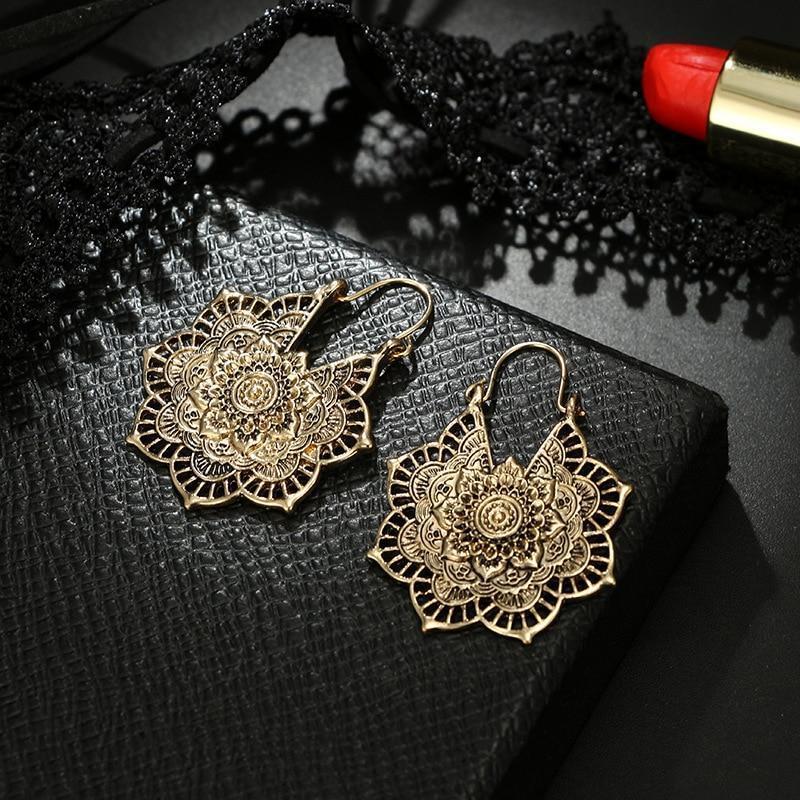 Boho Mandala Hoop Earrings