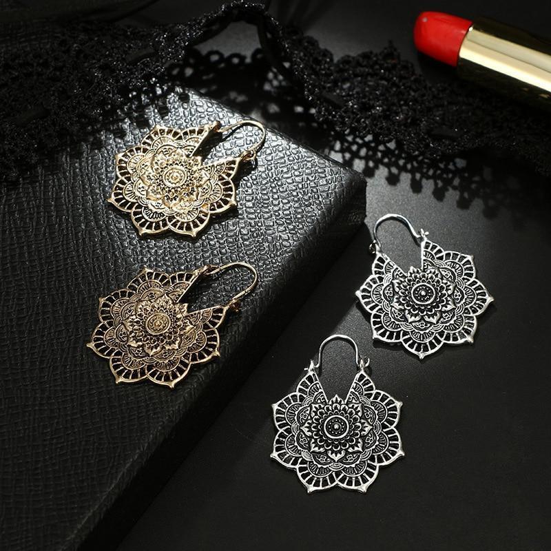 Boho Mandala Hoop Earrings