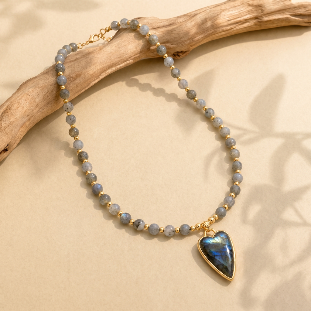 Aura Labradorite Heart Choker