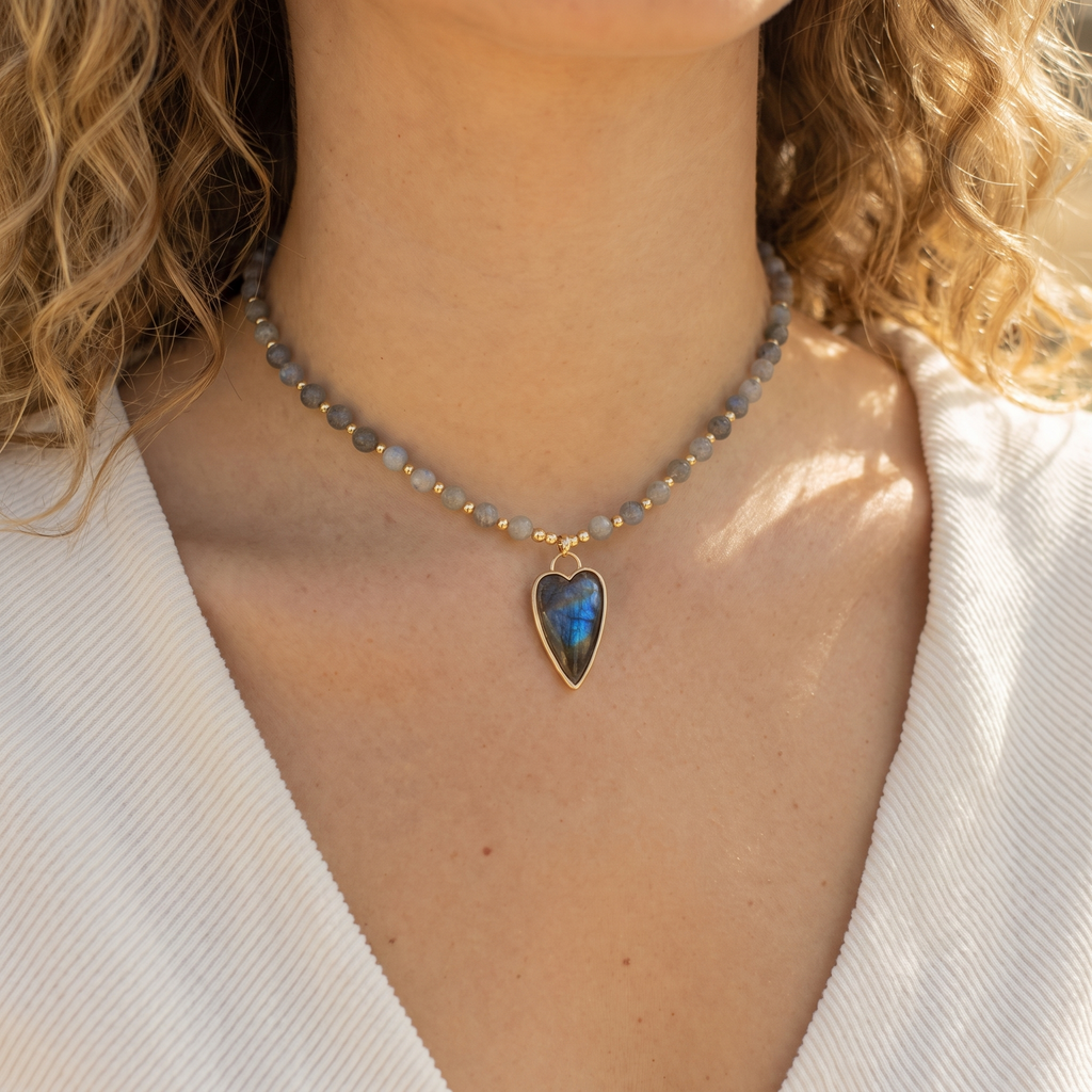 Aura Labradorite Heart Choker