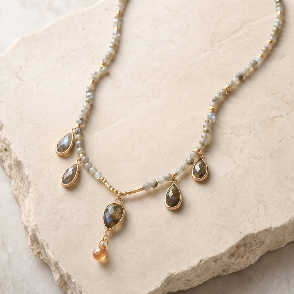 Aura Labradorite Teardrop Necklace