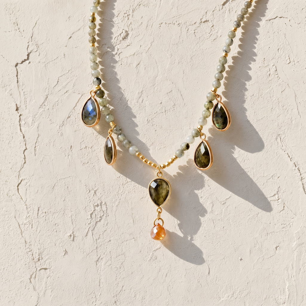 Aura Labradorite Teardrop Necklace