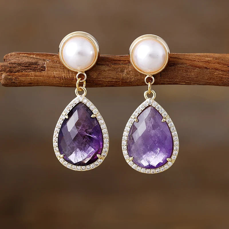 Art Deco Teardrop & Floral Elegance Earrings