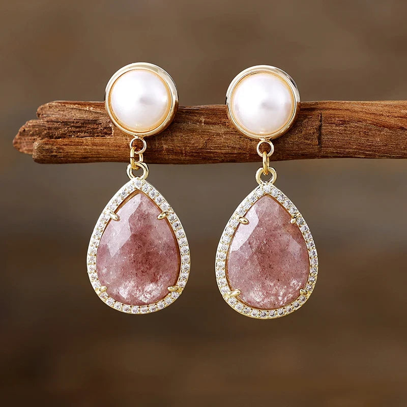 Art Deco Teardrop & Floral Elegance Earrings
