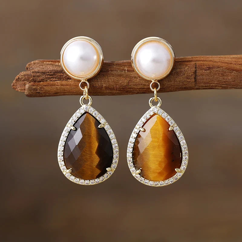 Art Deco Teardrop & Floral Elegance Earrings
